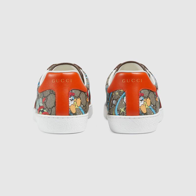 Gucci GG Unisex Disney x Gucci Donald Duck Ace Sneaker Beige GG Supreme Canvas