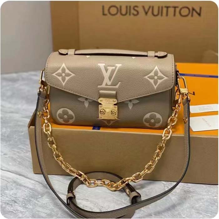 Louis Vuitton LV Women Pochette Métis East West Bag Beige Grained Cowhide Leather