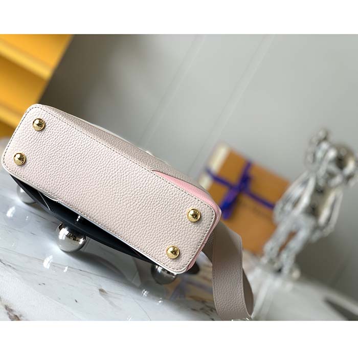 Louis Vuitton LV Women Capucines BB Handbag Beige Taurillon Patent Leather Smooth Calfskin