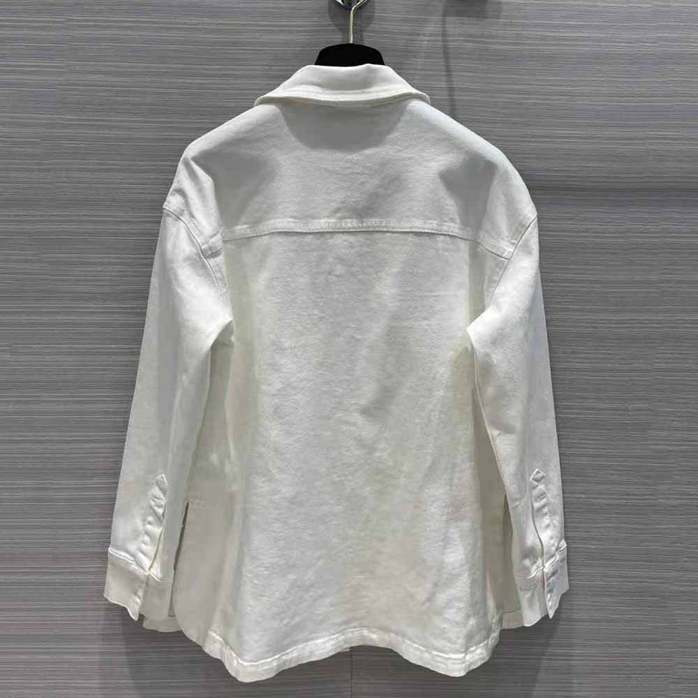 Fendi Women Single-Breasted Go-To White Denim Go-To Jacket