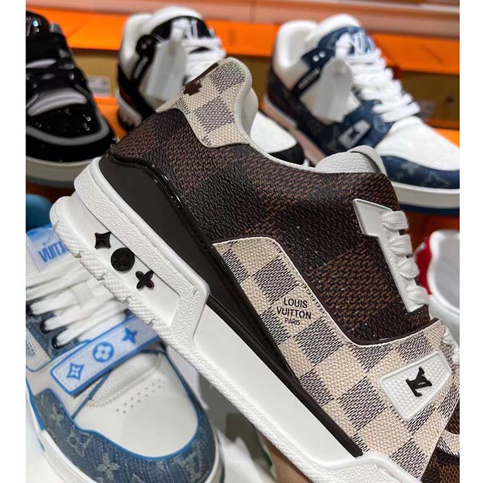 Louis Vuitton Unisex LV Trainer Sneaker Brown Ebene Damier Grained Calf Leather