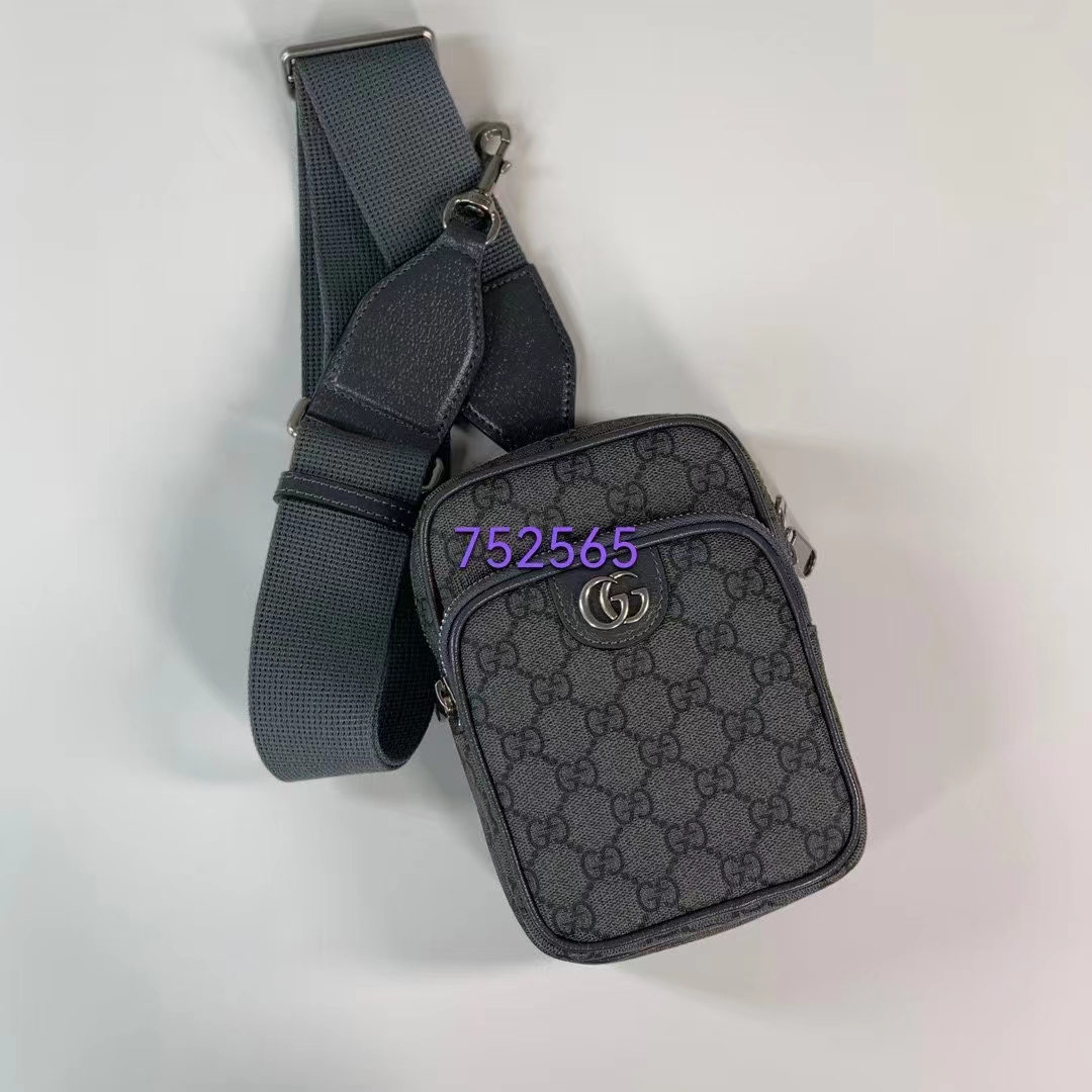 Gucci Unisex Ophidia GG Mini Bag Grey Black GG Supreme Canvas Double G