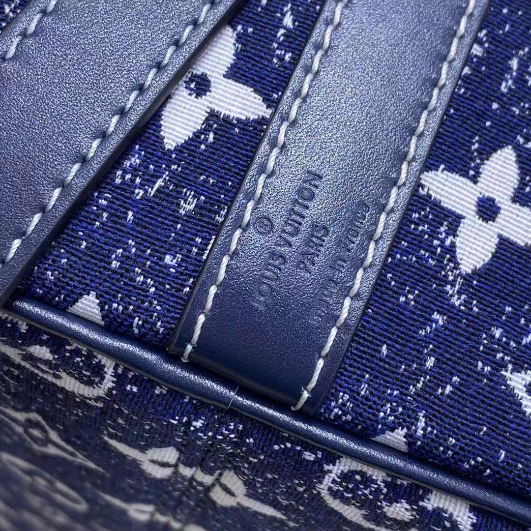 Louis Vuitton LV Women Speedy Bandoulière 25 Handbag Navy Blue Denim Jacquard Calfskin