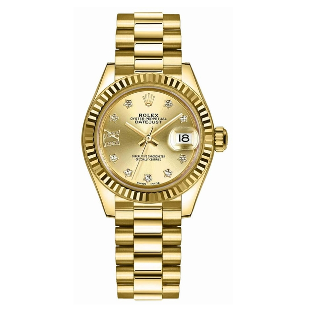 Rolex Lady-Datejust 28 Solid 18K Yellow Gold Women's Watch 279178-0013