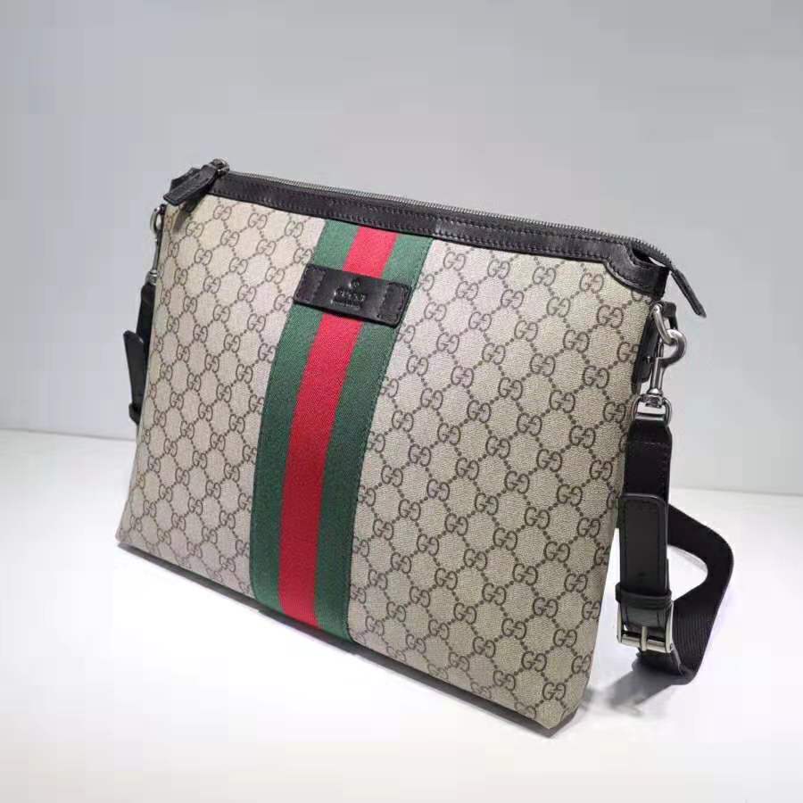 Gucci GG Men GG Supreme Medium Messenger Bag-Brown