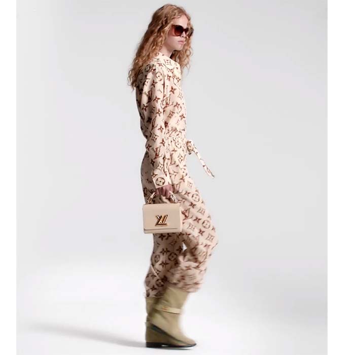 Louis Vuitton Women LV Floral Monogram Pajama Shirt Silk Pink Beige Regular Fit