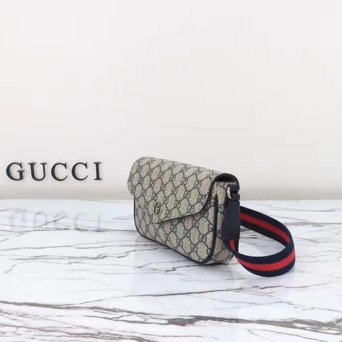 Gucci Unisex Ophidia Mini Bag Beige Blue GG Supreme Canvas Double G