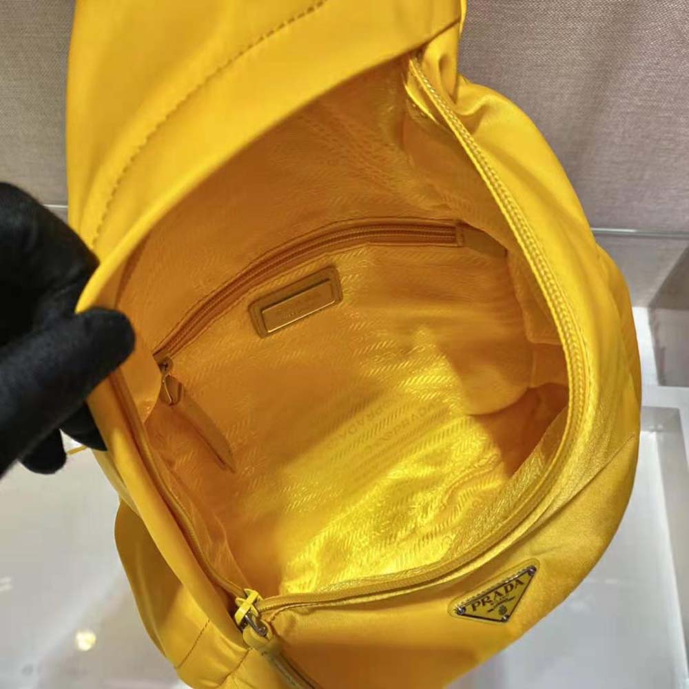 Prada Unisex Re-Nylon and Leather Backpack-Yellow