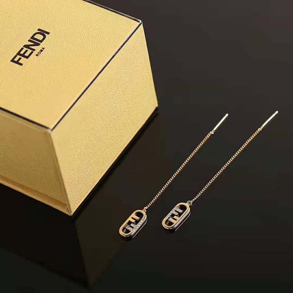 Fendi Women Fine Chain Earrings with Fendi O’Lock Pendant