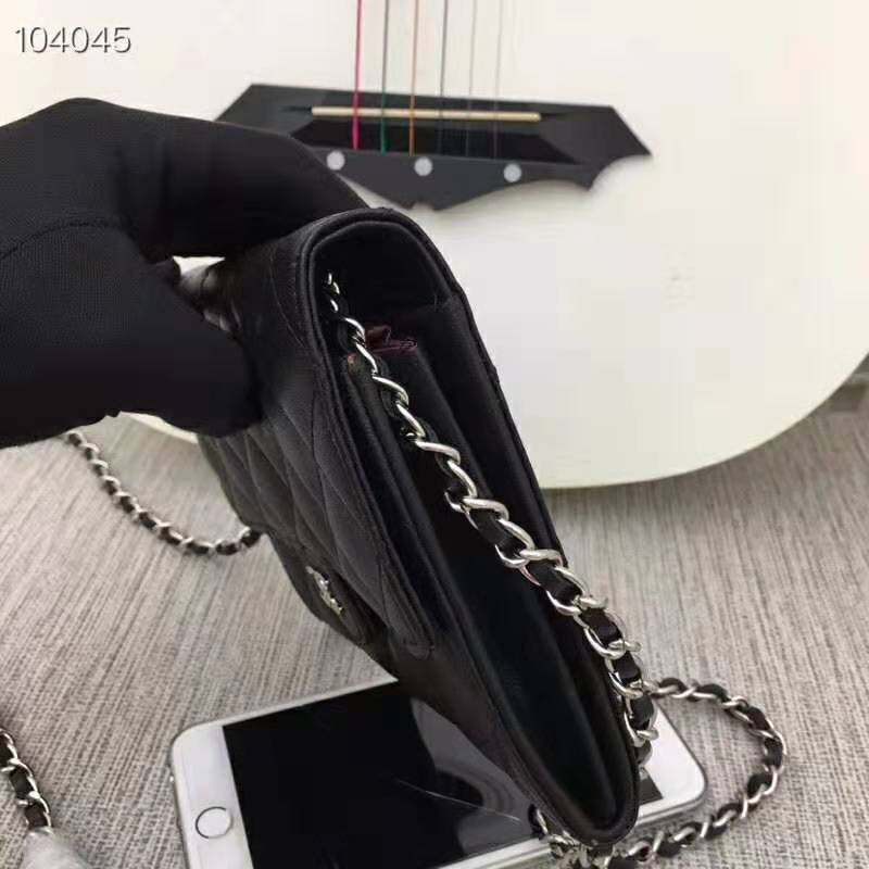 Chanel Women Classic Clutch with Chain in Lambskin Leather-Black