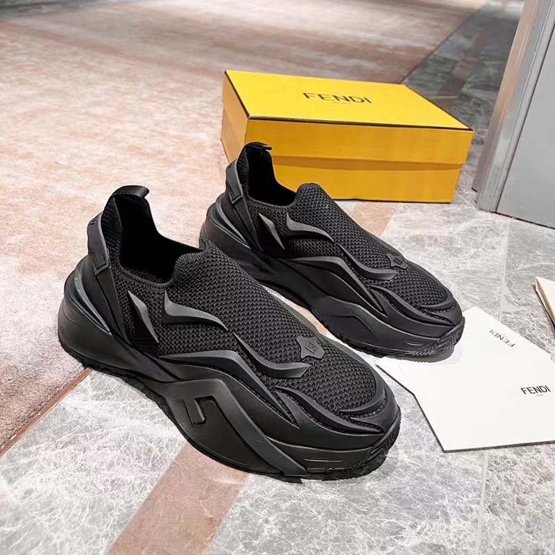 Fendi Unisex FF Fendi Flow Black Mesh Running Sneakers