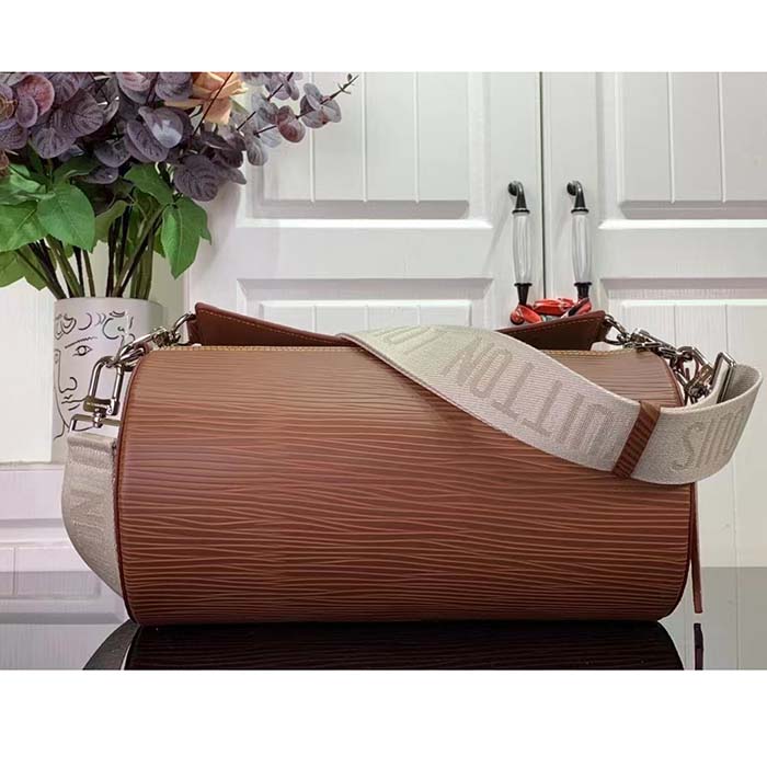 Louis Vuitton LV Unisex Soft Polochon MM Cognac Calf Leather Textile Lining