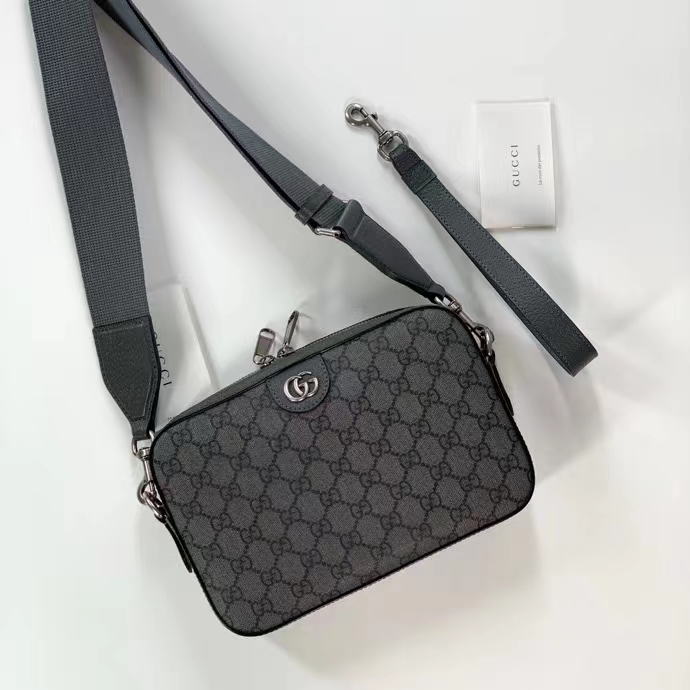 Gucci Unisex Ophidia GG Shoulder Bag Grey Black GG Supreme Canvas Double G