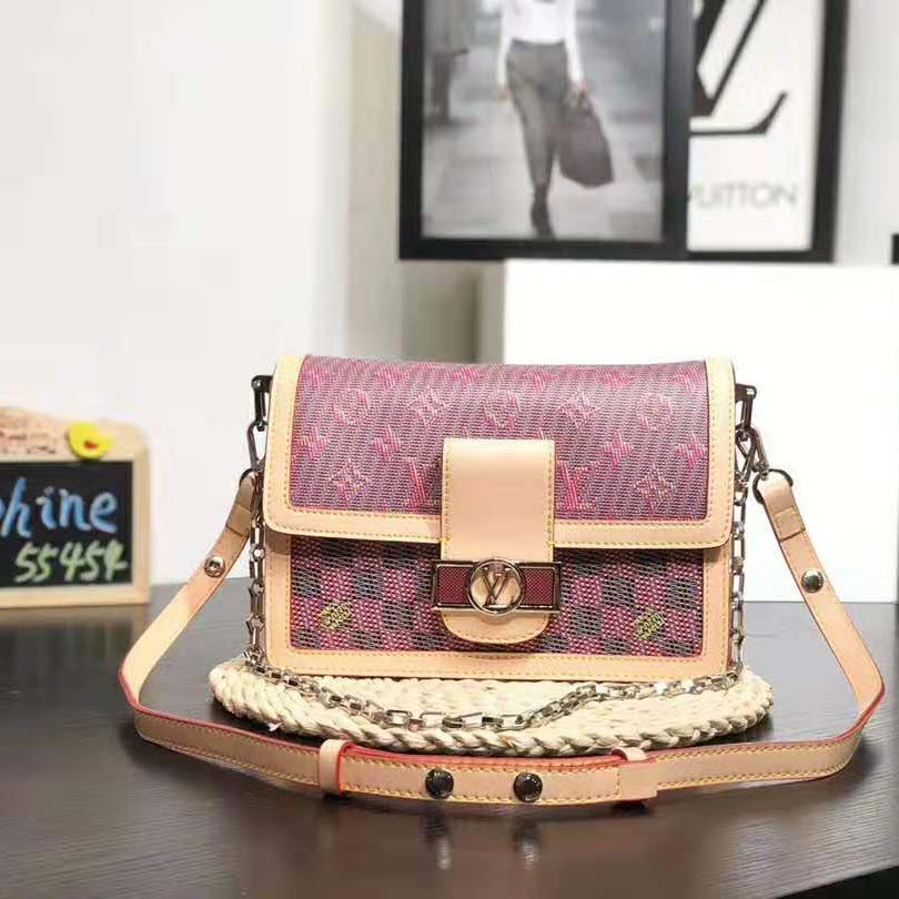 Louis Vuitton LV Women Dauphine MM Handbag in Monogram Canvas-Pink