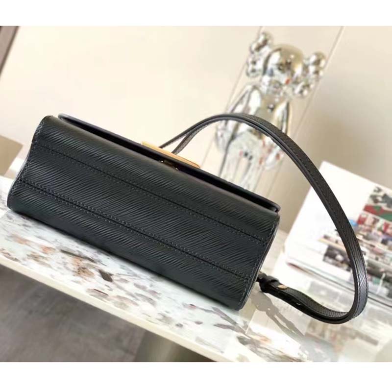 Louis Vuitton LV Women Twist MM Handbag Black Epi Grained Leather