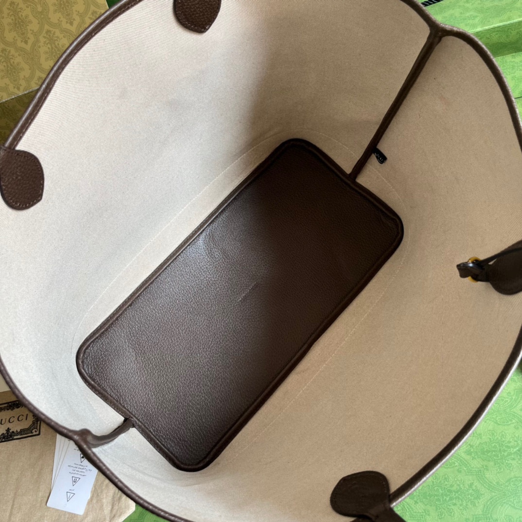 Gucci Unisex Ophidia GG Large Tote Bag Beige Ebony GG Supreme Canvas