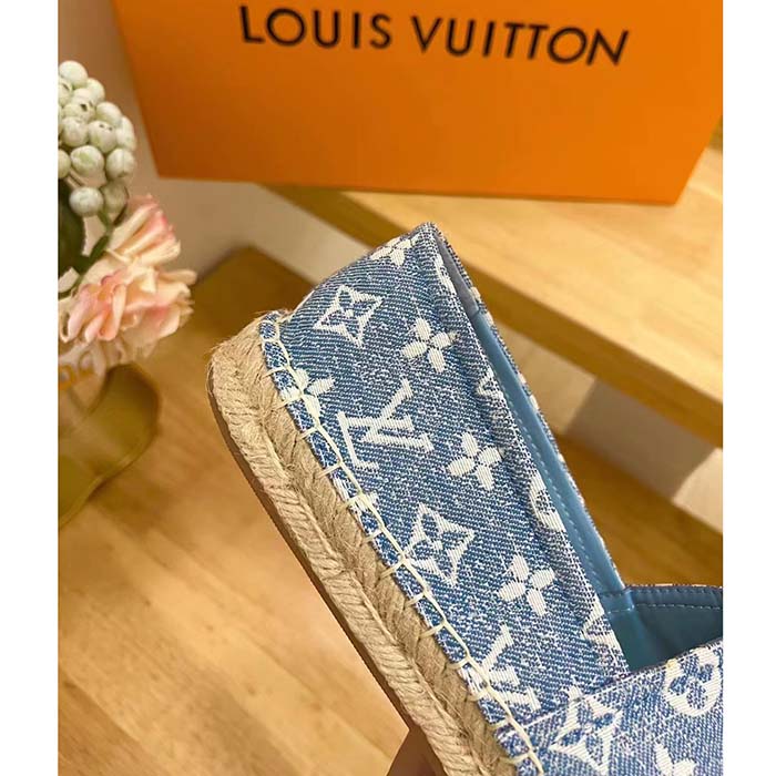 Louis Vuitton LV Women Starboard Flat Espadrille Blue Monogram Denim Rope Rubber