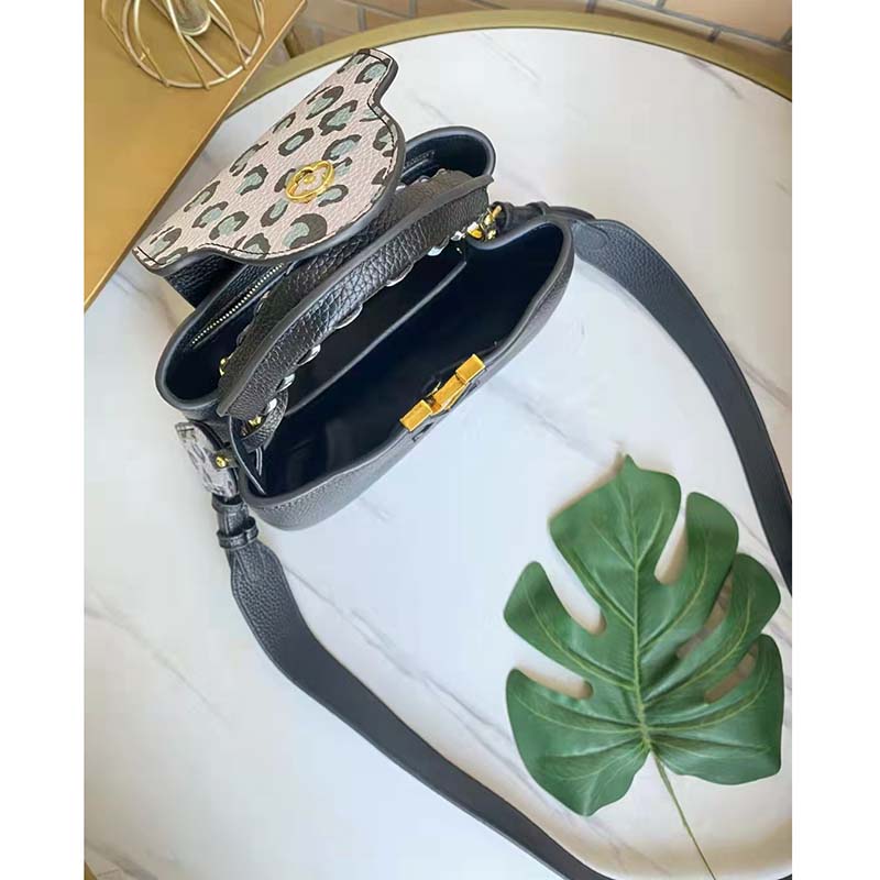 Louis Vuitton LV Women Capucines BB Handbag Black Taurillon Leather