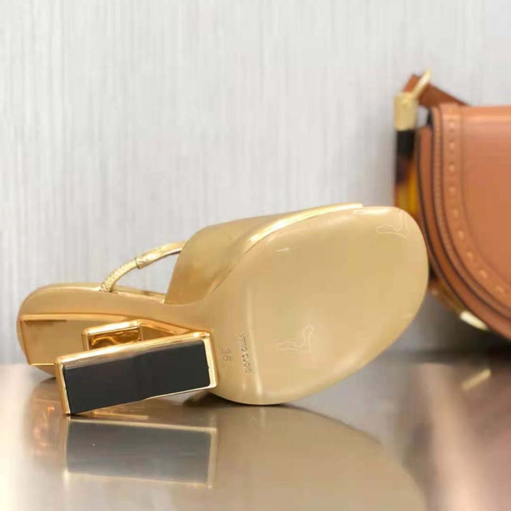 Fendi Women First Gold Nappa Leather High-Heeled Sandals