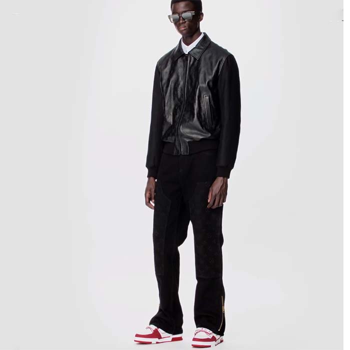 Louis Vuitton LV Unisex Trainer Sneaker Red Monogram Denim Rubber Outsole Monogram Flower