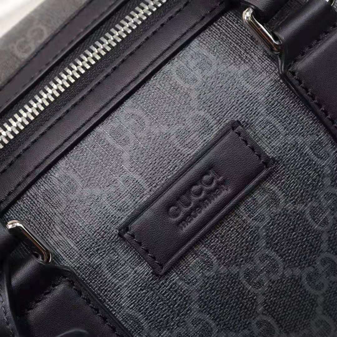 Gucci GG Men GG Black Carry-On Duffle in Black/Grey Soft GG Supreme