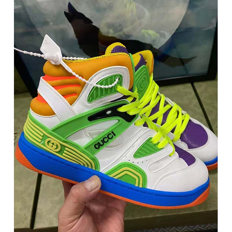 Gucci Unisex GG Gucci Basket Sneaker Green Demetra Rubber Interlocking G Patch