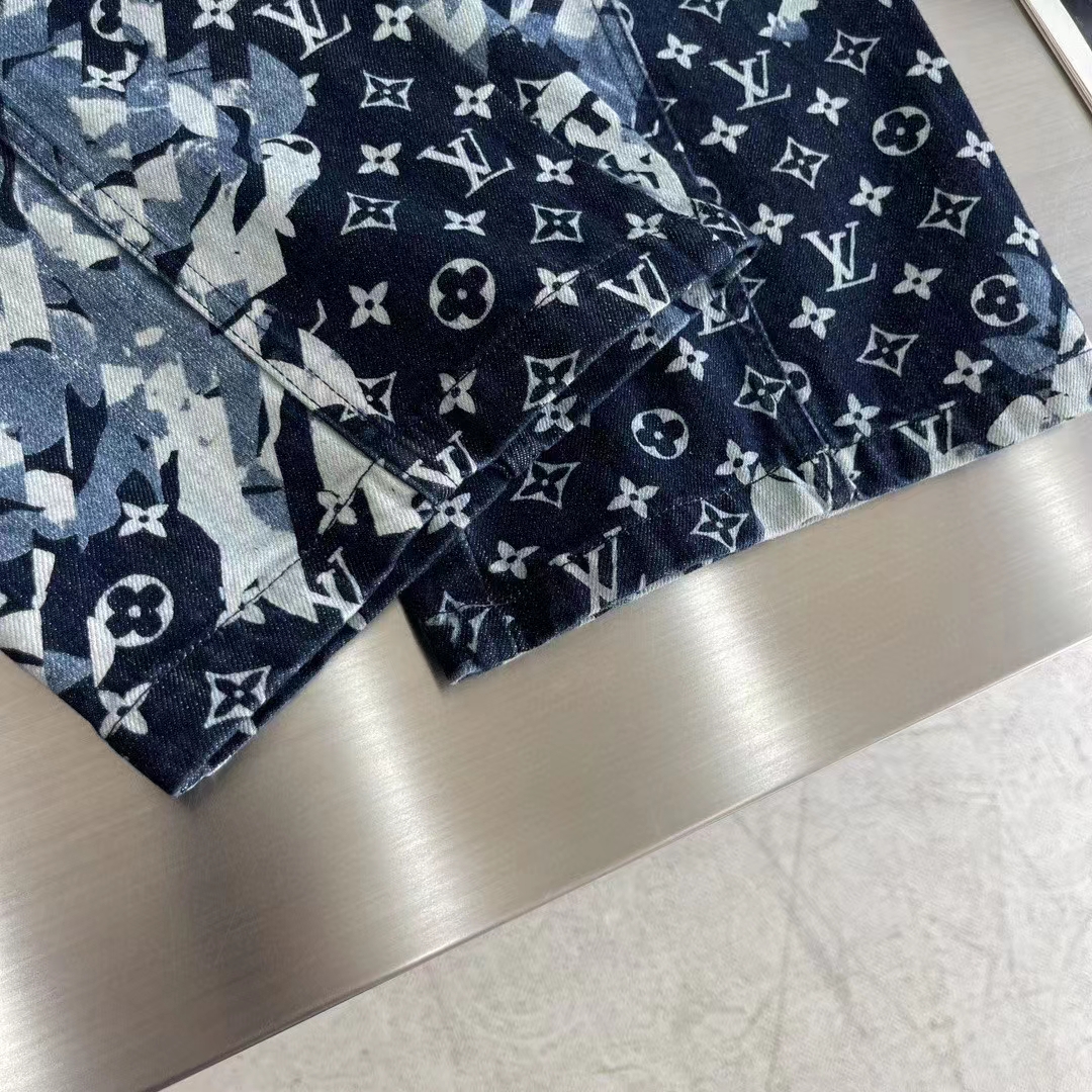 Louis Vuitton Women LV Monogram Printed Denim Pants Regular Fit Printed Monogram Flower