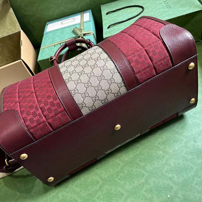 Gucci Unisex Mini GG Canvas Small Duffle Bag Burgundy Quilted Beige Ebony Supreme Canvas