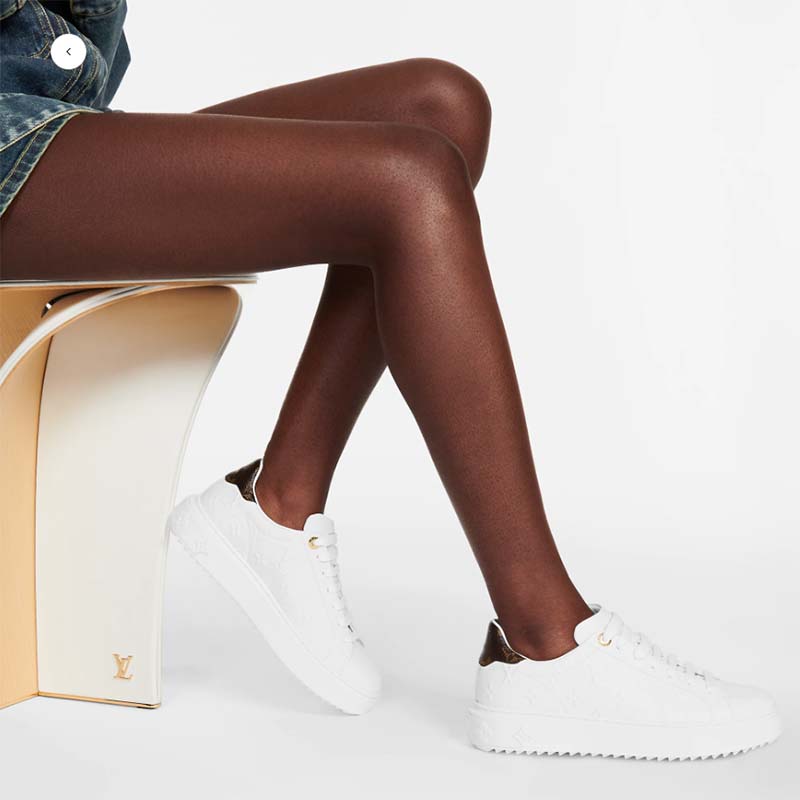 Louis Vuitton LV Unisex Time Out Sneaker White Monogram Debossed Calf Leather