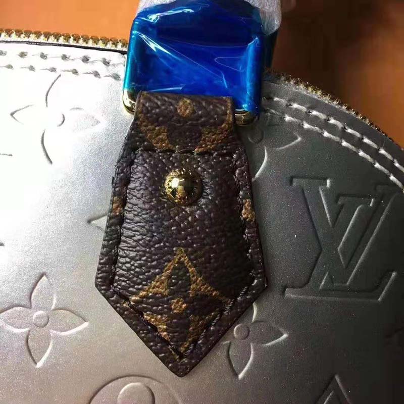 Louis Vuitton LV Women Alma BB Handbag in Metallic Monogram Vernis Patent Leather-Silver