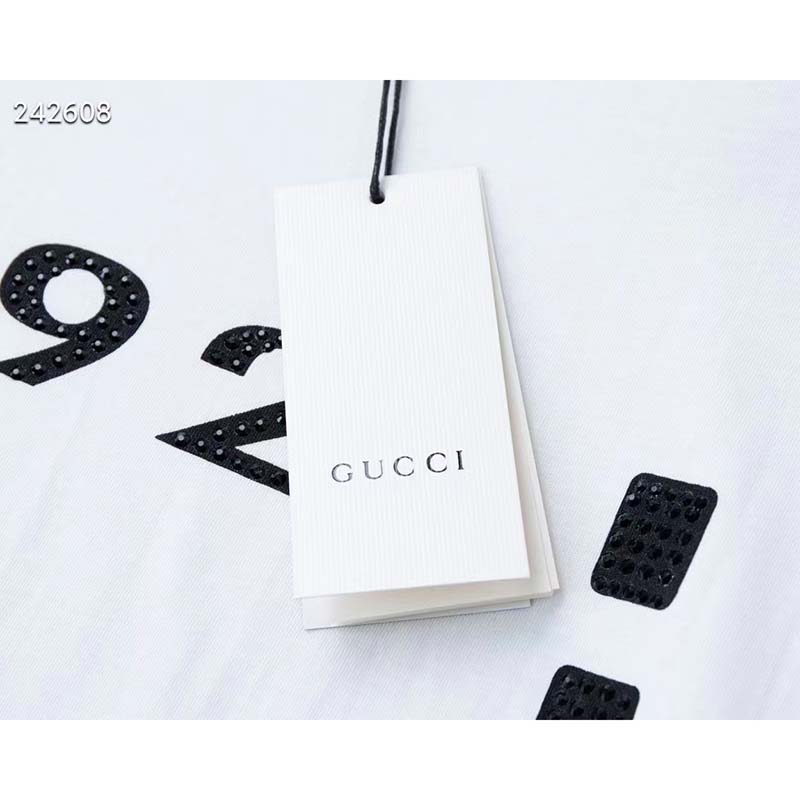 Gucci GG Men Crystal 1921 Cotton T-Shirt Crewneck Oversize Fit