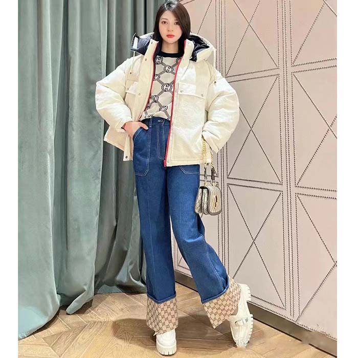 Gucci Women GG Matelassé Loafer Off White Leather Low 2.5 Cm Heel