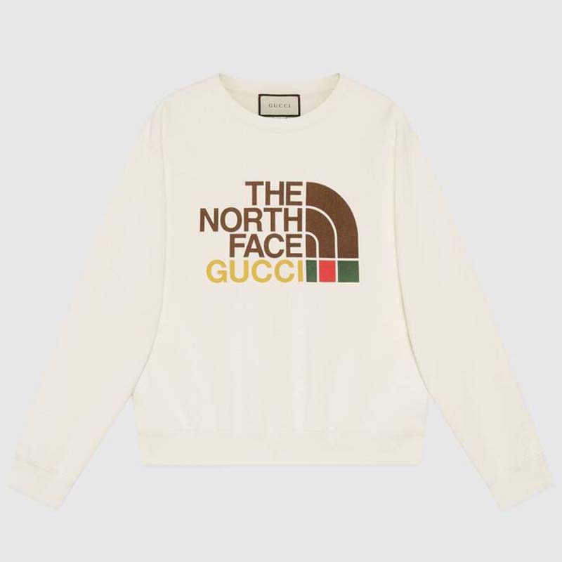 Gucci Women The North Face x Gucci Cotton Sweatshirt Crewneck Long Sleeves-White