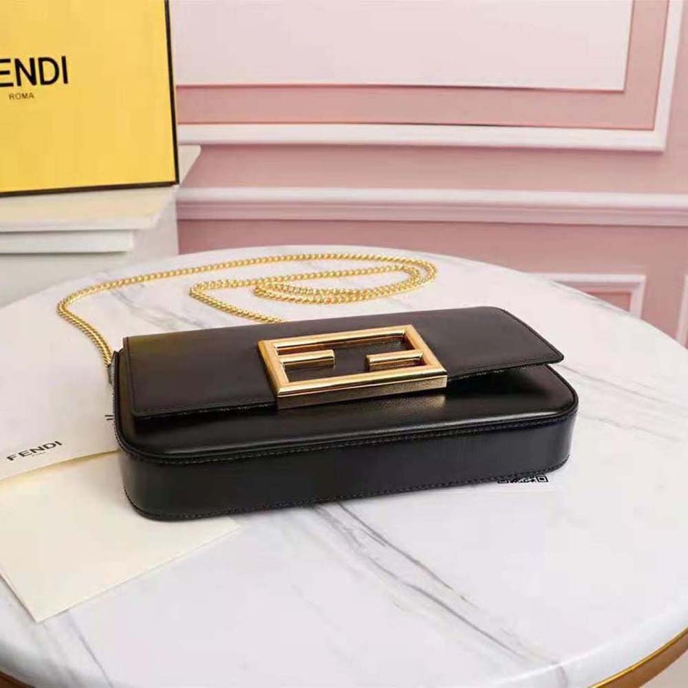 Fendi Women Wallet on Chain with Pouches Leather Mini-Bag-Black