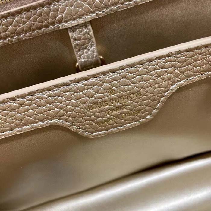 Louis Vuitton LV Women Capucines BB Hand Bag Etain Metallic Gray Taurillon Leather