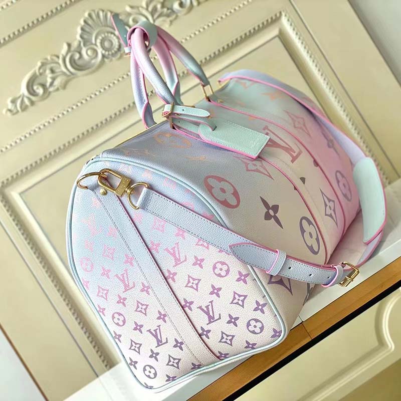 Louis Vuitton LV Unisex Keepall 45B Sunrise Pastel Monogram Coated Canvas Cowhide Leather