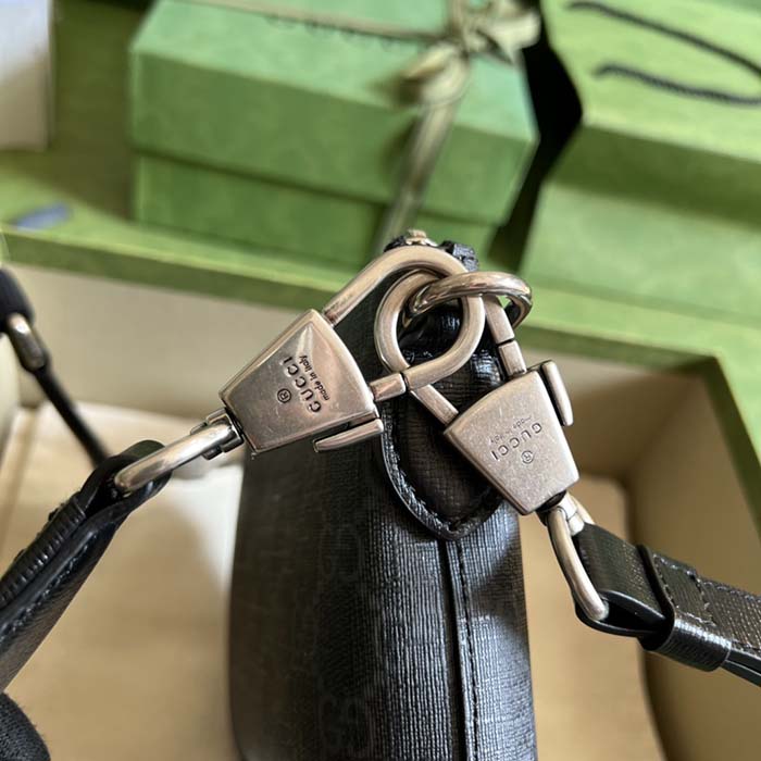 Gucci Unisex Messenger Bag Interlocking G Black GG Supreme Canvas