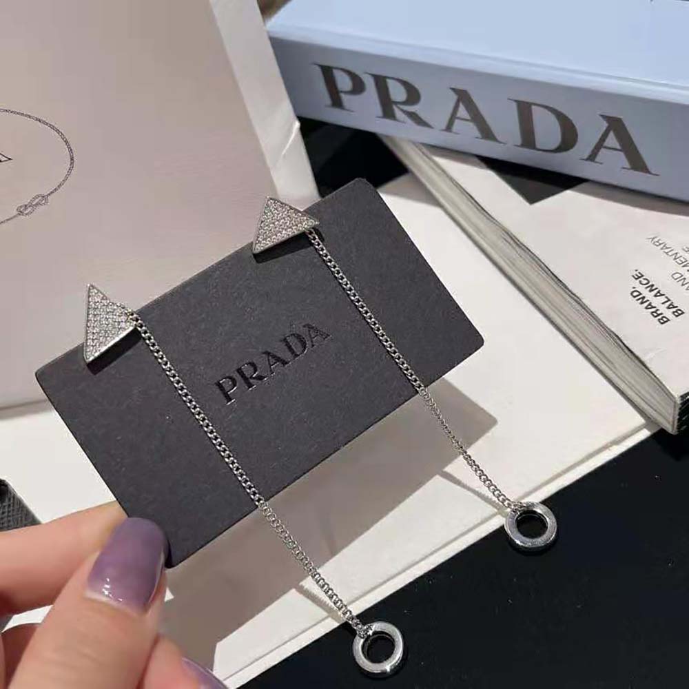 Prada Women Crystal Logo Jewels AirPods Pendant Earrings