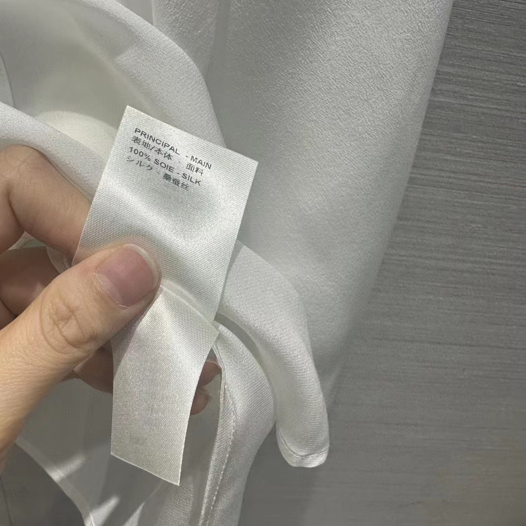 Louis Vuitton Women LV Monogram Lavaliere Button Sleeve Blouse White Silk Regular Fit