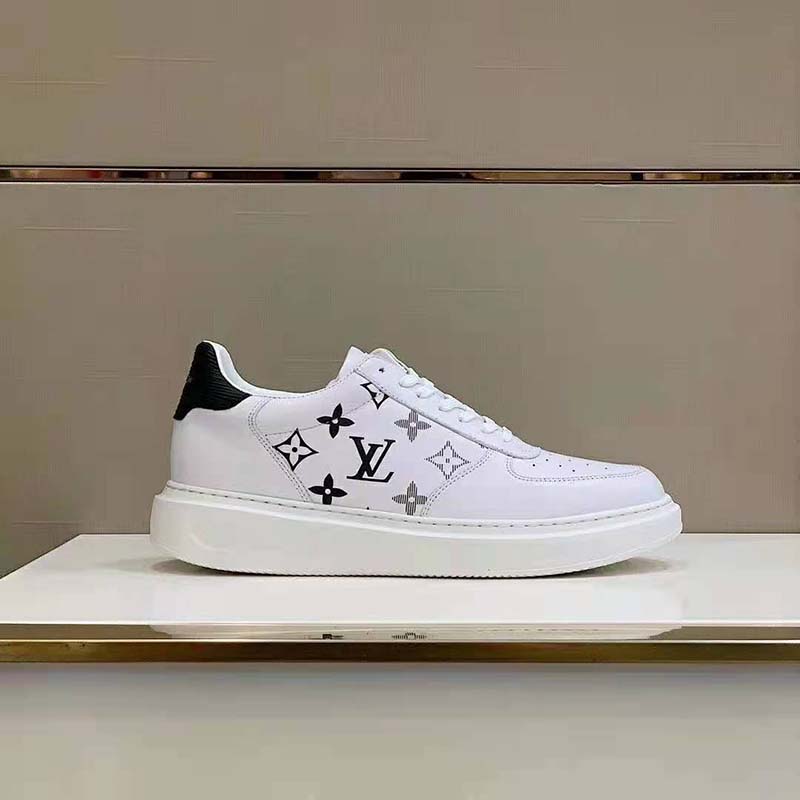 Louis Vuitton Men Beverly Hills Sneaker Monogram-Lasered Grained Calf Leather Epi Calf Leather