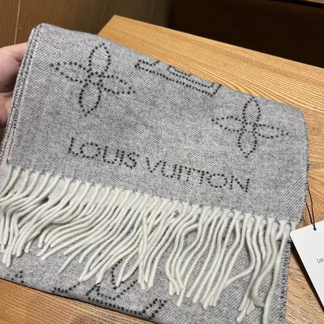 Louis Vuitton Unisex LV Mahina Flight Mode Scarf Cream Cashmere Wool M77903