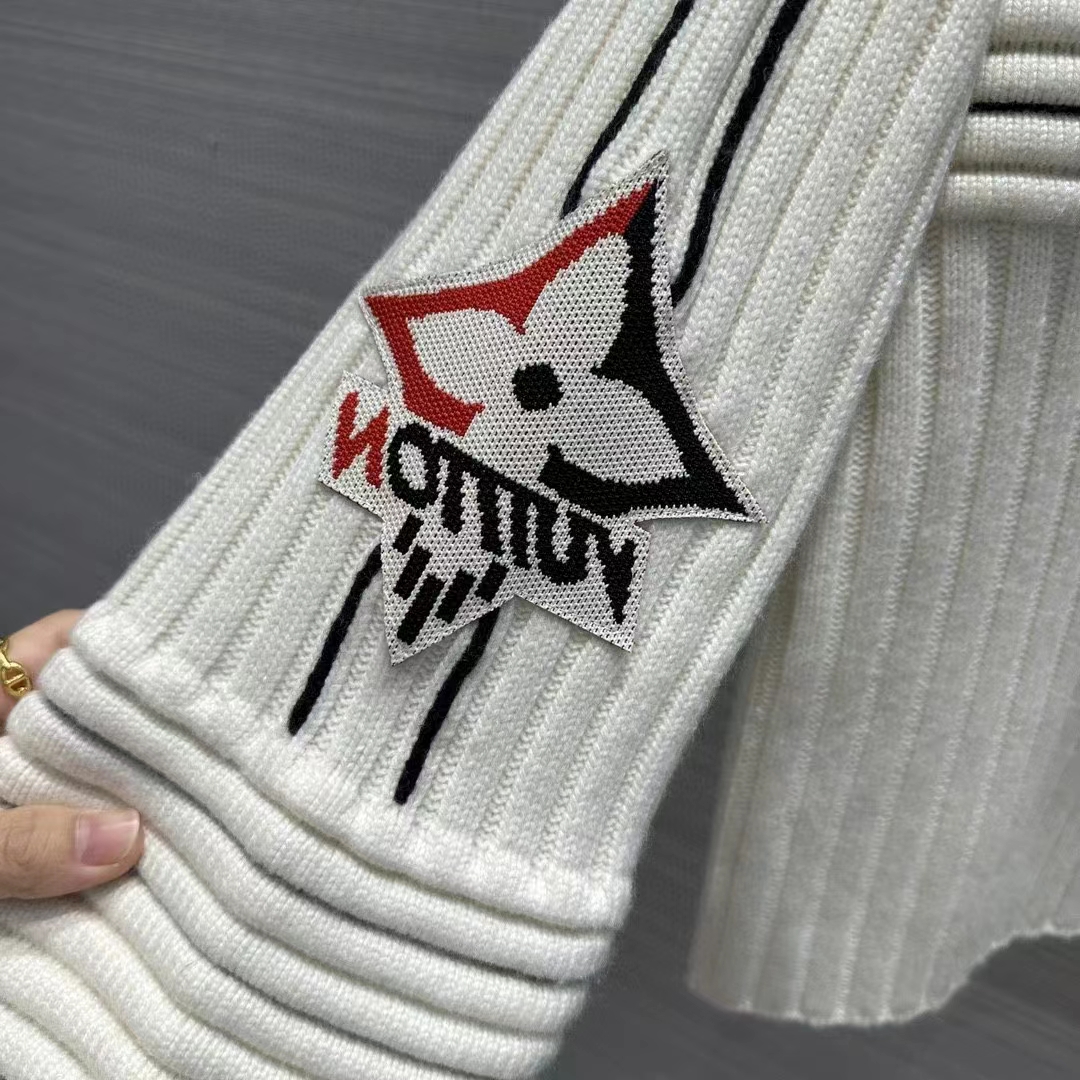 Louis Vuitton Women LV SKI Contrast Accent Pullover Wool Yack Milky White