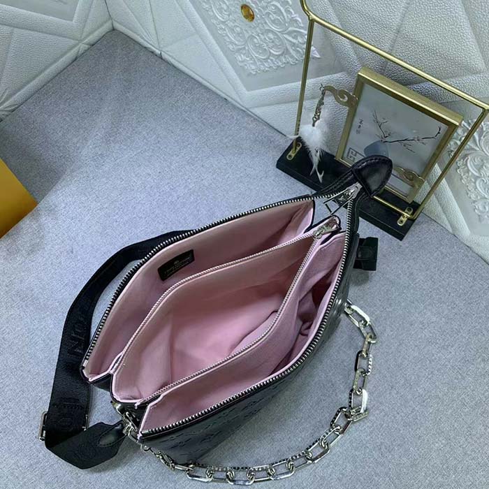 Louis Vuitton LV Women Coussin PM Handbag Black Lambskin Cowhide Leather