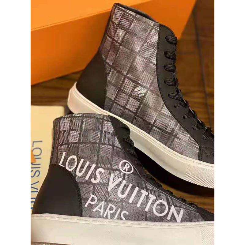 Louis Vuitton LV Unisex Tattoo Sneaker Boot in Damier Tartan Canvas-Black