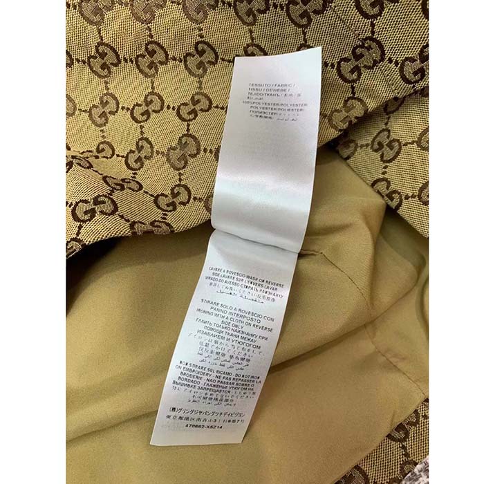 Gucci Women Original GG Canvas Jumpsuit Point Neck Short Sleeves