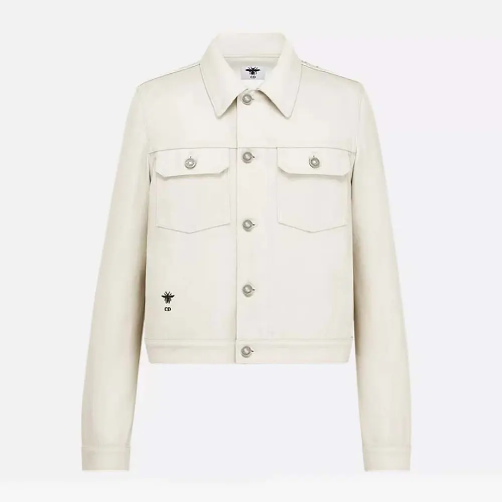 Dior Women Jacket White Cotton Denim with Multicolor Dior Astral Flowers Motif