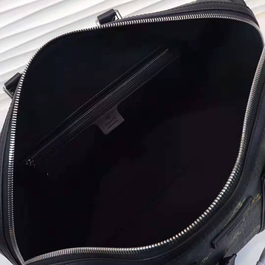 Gucci GG Men Gucci Bestiary Carry-On Duffle with Tigers in Black/Grey Soft GG Supreme