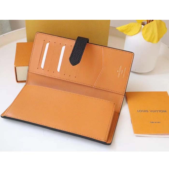 Louis Vuitton LV Unisex Vertical Wallet Black Arizona Taurillon Cowhide Leather