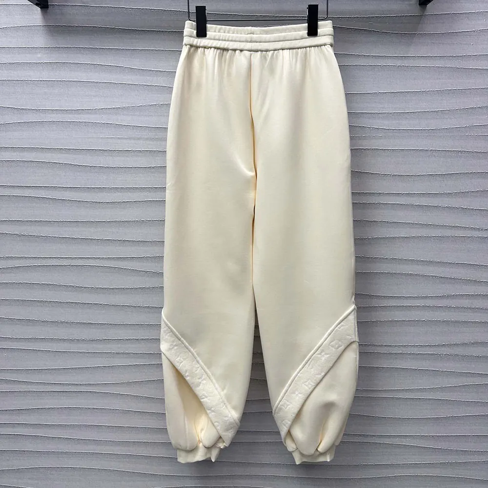 Louis Vuitton Women Monogram Accent Knit Jogging Pants-Milky White 1AGCJE