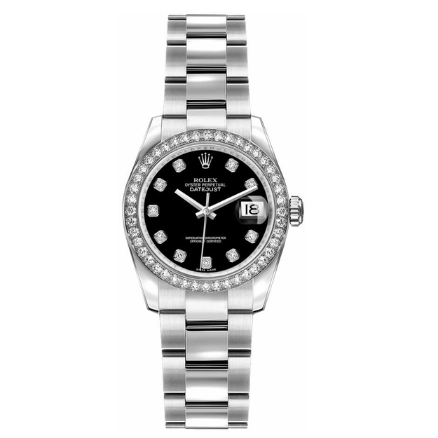 Rolex Lady-Datejust 28 Black Dial Women's Watch 179384-0002